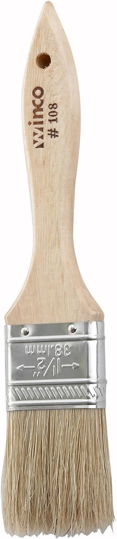 Winco Pastry Brush, 1-1/2-Inch ,Beige | Durable Bristles, Basting, Glazing, Marinades, Butter and Pastry Prep, Metal ferrules