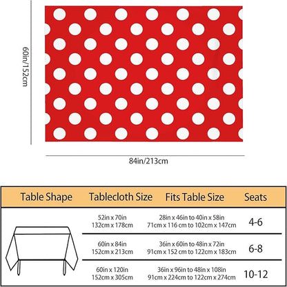 TKS MITLAN Tablecloth Polka Dots Red Table Cloth Rectangle Table 60 x 84 Inch Repeat Round Spots Classic Simple Symmetry Geometric Kitchen Decorations for Home Dinner Party