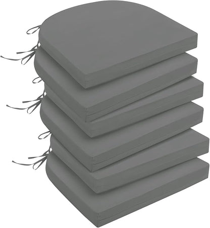 downluxe Outdoor Chair Cushions Set of 6 for Patio Furniture, Water-Resistant Patio Chair Cushions with Ties, High Density Foam Outdoor Seat Cushion, 17" X 16" X 2", Dark Grey