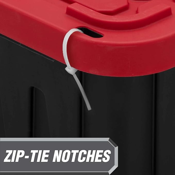 2-Pack 40 Gallon Plastic Storage Bins with Snap Lids, Stackable Storage Containers, Recycled Plastic Construction, Lockable Design with Holes for Zip Ties or Padlocks – Heavy-Duty Storage Boxes