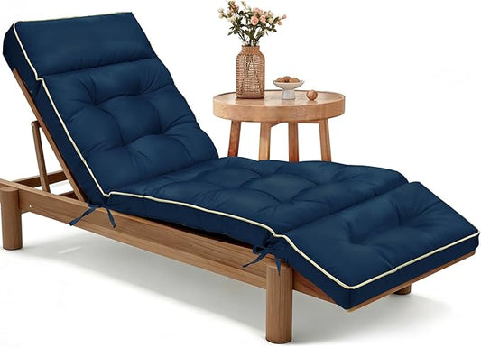 MAGIC ELEPHANT Chaise Lounge Cushion Outdoor, Memory Foam Replacement Patio Pool Lounge Chair Cushion with Ties for Outdoor Furniture, 74 x 22 x 4 Inch (Oxford Blue)