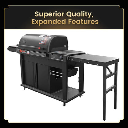 QuliMetal Foldable Side Shelf for Traeger Woodridge, Woodridge Pro and Woodridge Elite, 23.62" Grill Side Table, BBQ Prep Shelf Accessory, Quality Steel Side Shelf
