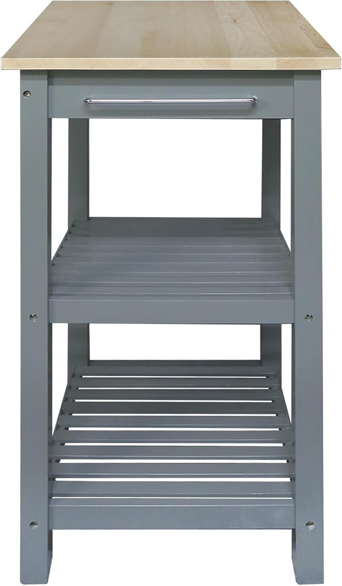 Casual Home Sunrise (Small) with Solid Harvest Hardwood Top Kitchen Island, 22.75" W, Slate Gray