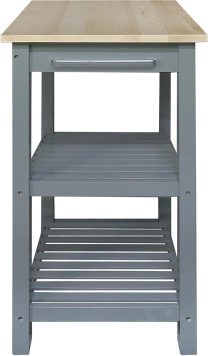 Casual Home Sunrise (Small) with Solid Harvest Hardwood Top Kitchen Island, 22.75" W, Slate Gray