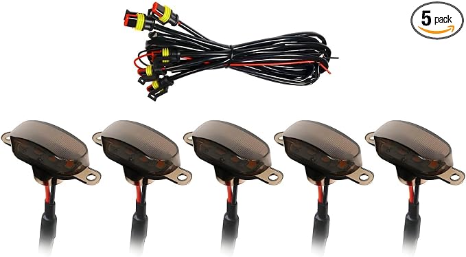 5 PCS Car LED Grille Lights, Waterproof Front Grille Running Lights with Wiring Harness, LED Grill Running Lamp Decorative Light for 2017-2019 F150 Raptor (Black & Yellow, 5 PCS)
