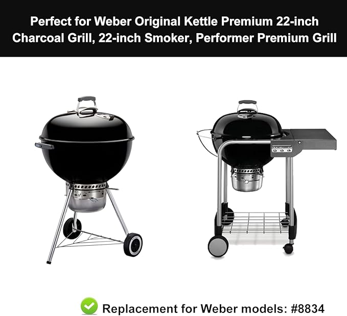 8834 Cast Iron Griddle for Weber Gourmet BBQ System Sear Grate, Griddle for 22-inch Weber Kettle Premium/Charcoal Grill 22" Smokers, for Kettle Charcoal Grill Grate 22 inch Diameter 12"