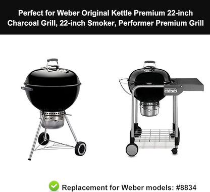 8834 Cast Iron Griddle for Weber Gourmet BBQ System Sear Grate, Griddle for 22-inch Weber Kettle Premium/Charcoal Grill 22" Smokers, for Kettle Charcoal Grill Grate 22 inch Diameter 12"