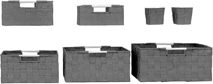 Sorbus Storage Baskets for Organizing (Set of 7), Mesh Hand-Woven Design, Linen Closet Organizers and Storage, Organizer Storage Baskets for Shelves, Variety Pack Organizers and Storage (Grey)