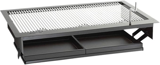 Fire Magic Firemaster Countertop Charcoal Grill with Stainless Steel Cover (30x18 Inch), Outdoor BBQ Grill with Adjustable Charcoal Tray and Front Access Door (3324-3543-DS-3-3654)
