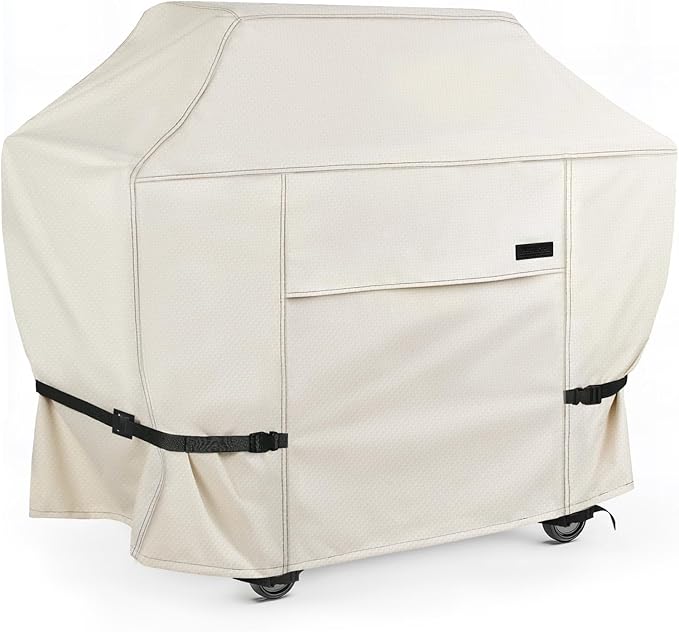 NettyPro BBQ Grill Cover 56 inch Heavy Duty Waterproof Outdoor 2-3 Burners Gas Grill Cover for Outside Weber, Char-Broil, Brinkmann, Nexgrill Barbecue, Beige