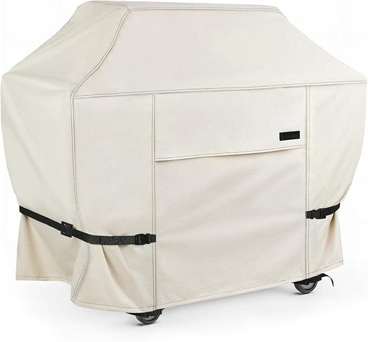 NettyPro BBQ Grill Cover 56 inch Heavy Duty Waterproof Outdoor 2-3 Burners Gas Grill Cover for Outside Weber, Char-Broil, Brinkmann, Nexgrill Barbecue, Beige