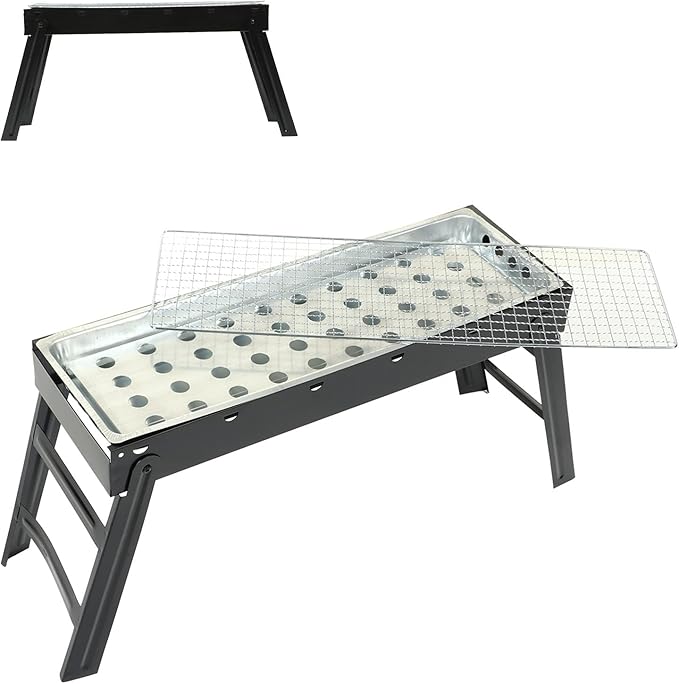 Portable Charcoal Grills, Stainless Steel Thicken Folding BBQ Charcoal Grill for Camping Picnics