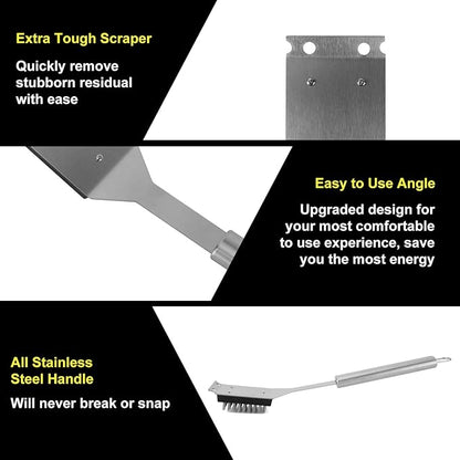 UIN Stainless Steel Grill Brush and Scraper 15.71”Long Handle Grill Cleaner for Outdoor BBQ, Cookout, Gas/Charcoal Grills