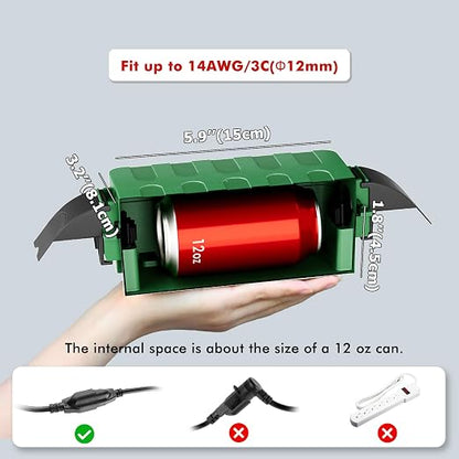 Flemoon IP55 Small Outdoor Electrical Box Waterproof, for Power Strip | Inner 5.9 x 3.2 x 1.8inch, Extension Cord Cover with Detachable Awning Covers for Plug, Outlet, Holiday Lights, Green