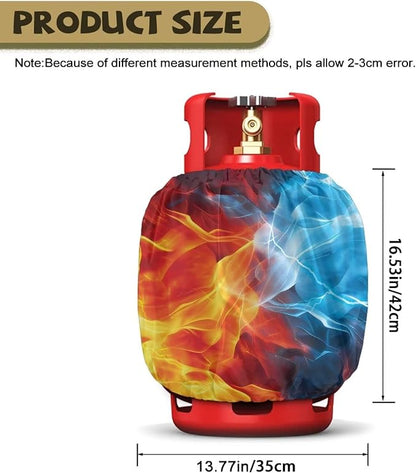 Fire Camper Propane Tank Cover Outdoor 600D Heavy Duty Waterproof Covers Fits Standard 20 lb Cylinder, 13.7'' x 16.5'' for Rv Trailer, 2 Pack