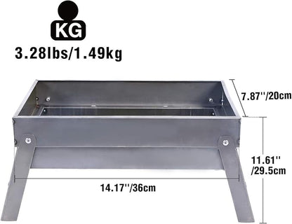 Portable Charcoal Grills With 40Pcs 14" Long Kabob Skewers, Heavy Duty Small Tabletop BBQ Grill, Easy to Carry Outdoor Camping Grill for Tailgating Backpacking Hiking Picnic Hiking Cooking