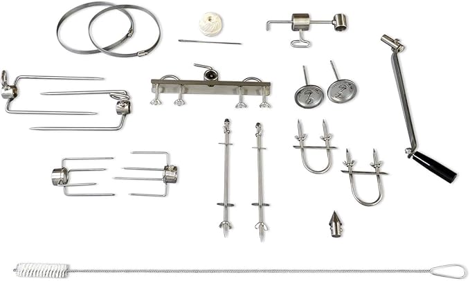 SPITJACK XB125C Pig, Whole Hog, Lamb BBQ Spit Roaster Rotisserie Kit. Electric 120W Motor, 72 Inch Spit Rod, All Stainless Trussing Hardware, Accessories for Portable Charcoal Barbecue, Outdoor Fire