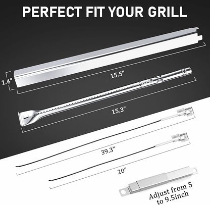Grill Grates Kit for Char-Broil Performance 2 Burner 463630021 463655621 463655021 463655421 Replacement Parts for Charbroil 2 Burner Grill Cast Iron Cooking Grids Heat Plates Burner Tubes Igniter
