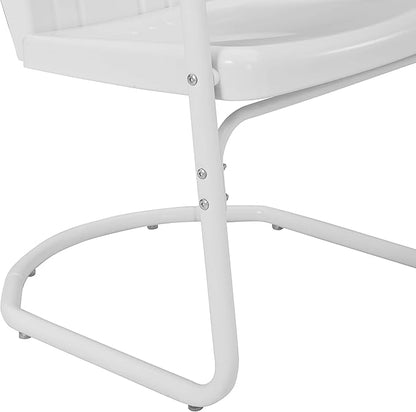 Crosley Furniture Tulip 5-Piece Outdoor Dining Set for 4, Retro Metal Round Patio Table and Chairs for Deck, White Satin