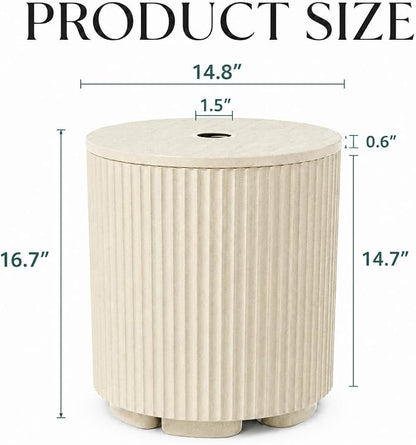 Patio Table with Hole for Umbrella, Pool Side Table, Beige | Adjustable Knob, 1.5Inch Umbrella Hole, All Weather Material