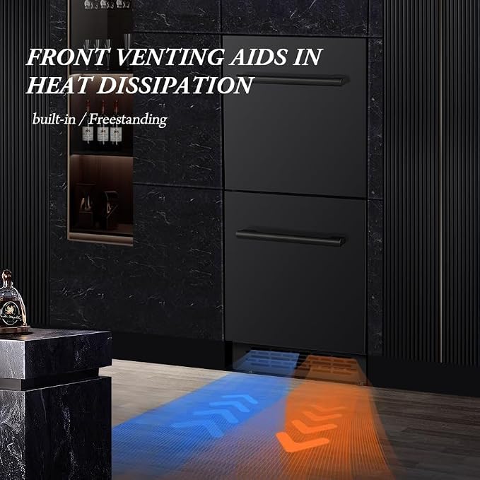 15 inch Double Drawer drawer refrigerator under counter Beverage Refrigerator, Indoor/Outdoor Fridge for Patio, Kitchen & Bar, Weatherproof