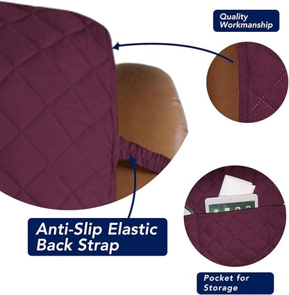 PureFit Reversible Recliner Chair Covers Couch Covers for Dogs, 28 in | Wine/Beige, Water Resistant Couch Protector, Washable Pet Couch Cover with Non Slip and Elastic Straps For Kids
