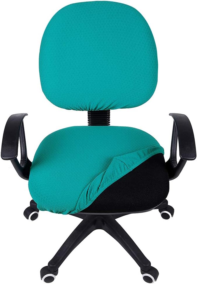 Smiry Office Computer Chair Covers for Desk Rotating Chair Protector | Stretch Jacquard Removable Washable Universal Slipcovers, Seat + Backrest Cover, Peacock Green
