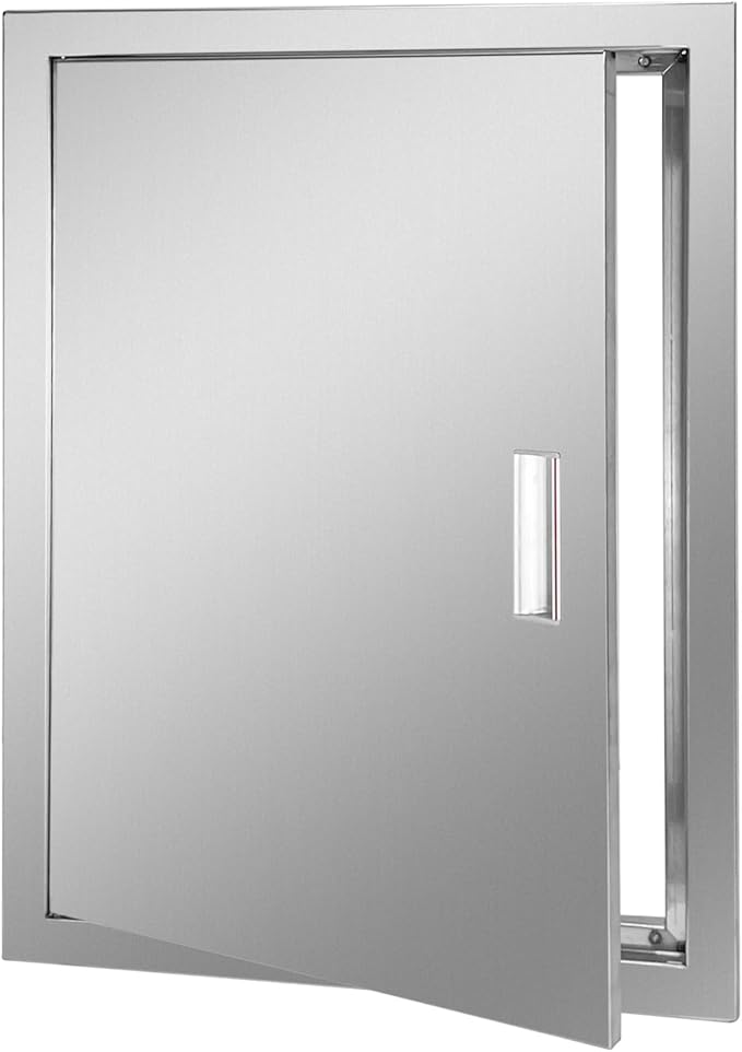 Outdoor Kitchen Door 20" W x 27" H Stainless Steel BBQ Single Access Door Flush Mount Vertical Wall Doors with Handle Suitable for Grilling Station Outside Cabinet Outdoor Kitchen