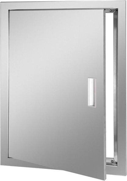 Outdoor Kitchen Door 20" W x 27" H Stainless Steel BBQ Single Access Door Flush Mount Vertical Wall Doors with Handle Suitable for Grilling Station Outside Cabinet Outdoor Kitchen
