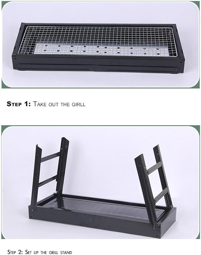 Barbecue Charcoal Grill Stainless Steel Folding Portable BBQ Tool Kits for Camping Hiking Picnics, Travel, Garden, Outdoor