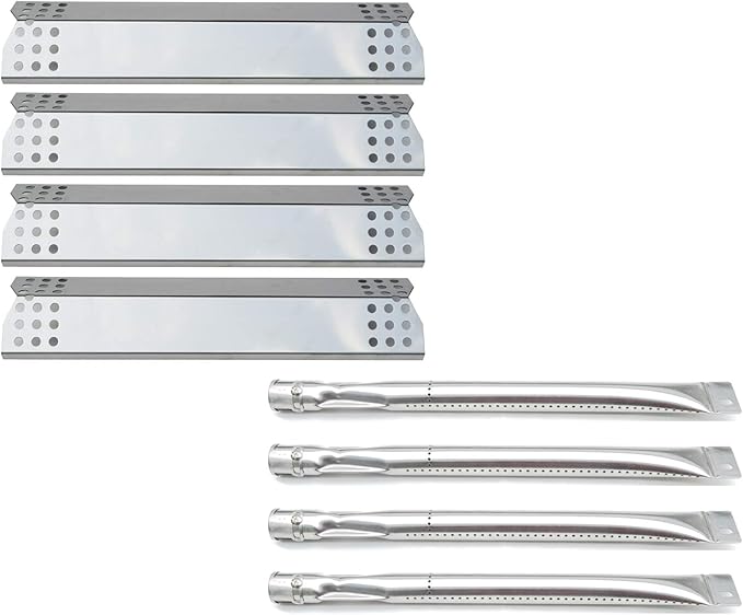 Parts Kit DG143 Replacement for Sunbeam,Nexgrill,Grill Master 720-0697 Gas Grill Burners,Heat Plates (Stainless Steel Burner + Stainless Steel Heat Plate)