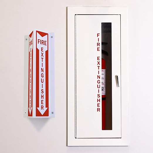 SmartSign "Fire Extinguisher" Two-Sided V-Shaped Projecting Sign with Down Arrow, 18 x 4 inch, 120 mil Polished Acrylic, Red/White, Made in USA