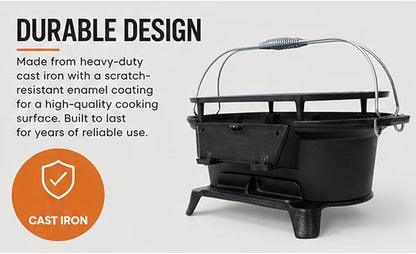 Charcoal Grill Portables - Cast iron Mini 164 Square Inch Portable Camping Grill,Portable grills Suitable for Patios/Terraces/Picnics