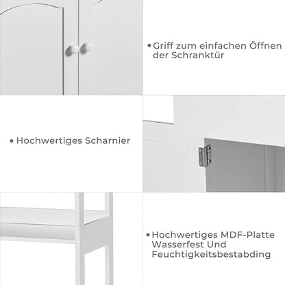 DICTAC Kitchen Pantry Storage Cabinets with Shelves,Drawer and Doors,Microwave Cart with Storage,Freestanding Floor Sideboard Cabinet with Microwave Space,Bookshelf,Display Unit for Home,White