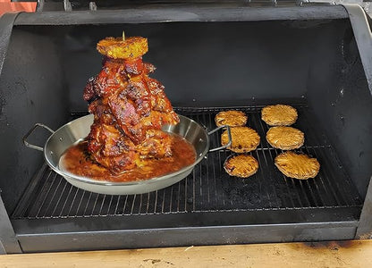 13" Vertical Skewer Gyro Pan Spit Shawarma Stand for oven with Chicken Leg Rack, Al Pastor Skewer for Grill, El Pastor Hack for Tacos Chicken, Brazilian, Stainless Steel, with 8",10" and 12" stick