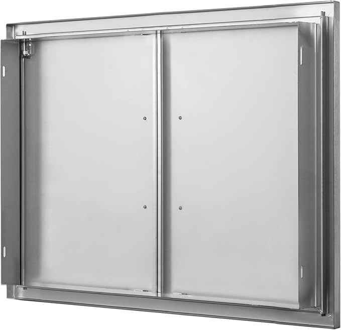 Outdoor Kitchen Doors- 28" W x 21" H -Stainless Steel BBQ Double Access Door,Flush Mount for Outdoor Kitchen Island