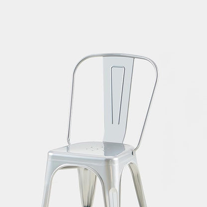 AC Pacific 18 Inch Seat Height Industrial Metal Dining Chairs, Stackable Kitchen or Bar Seat, Durable Modern Design, Versatile Accent Furniture, Set of 2, Silver