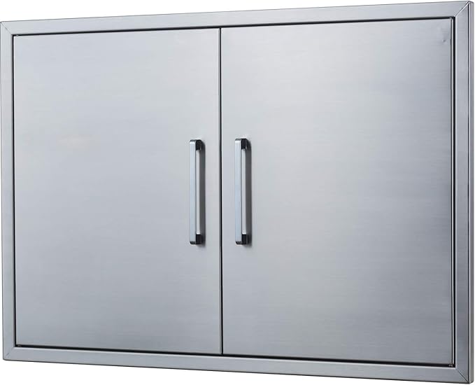 Outdoor Kitchen Doors Stainless Steel,33" W by 23" H Double Access Door,Flush Mount for Outdoor Kitchen and BBQ Island