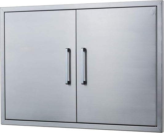 Outdoor Kitchen Doors Stainless Steel,33" W by 23" H Double Access Door,Flush Mount for Outdoor Kitchen and BBQ Island
