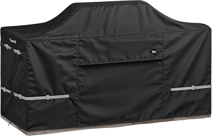 110 Inch Island Grill Cover, 600D Heavy Duty Waterproof Extra Large Grill Cover for Outside, Tear & Fade Resistant Outdoor Kitchen Cover with Buckle, Drawstring, Air Vent, Black