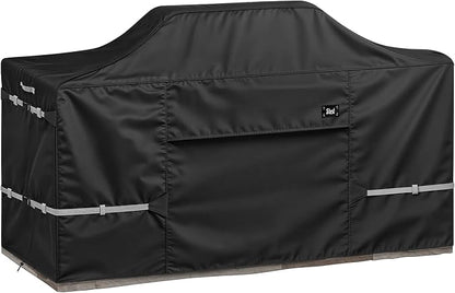 110 Inch Island Grill Cover, 600D Heavy Duty Waterproof Extra Large Grill Cover for Outside, Tear & Fade Resistant Outdoor Kitchen Cover with Buckle, Drawstring, Air Vent, Black