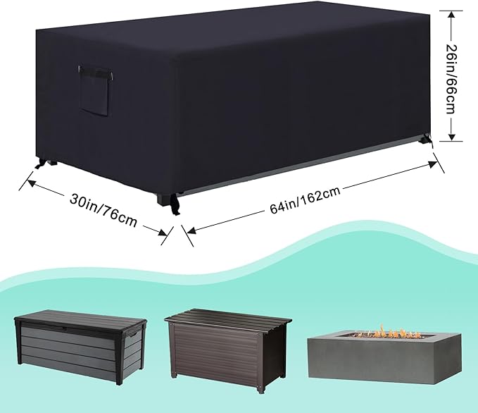 ABCCANOPY Patio Deck Box Cover Waterproof And Dustproof Winter Protection Outdoor Storage Box Cover Universal Furniture Cover 64x30x26 Black