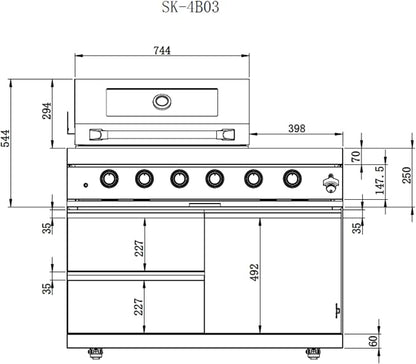 BBQ Island Outdoor Kitchen: 46-Inch 4-Burner 720000 BTU Modular Grill Islands with Rotisserie Kit, Storage Drawers - Pre-Assembled Outdoor Kitchen Island with Grill for Backyard