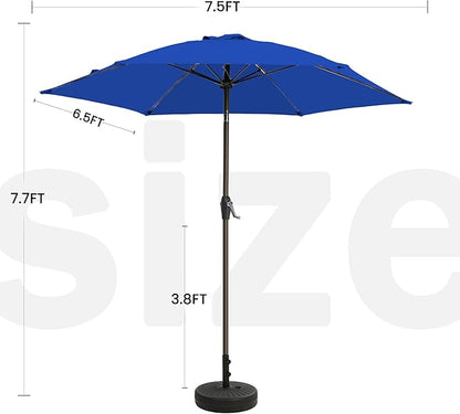 7.5FT Large Outdoor Patio Umbrella with Crank & Tilt - Durable Market Umbrella for Outdoor Patio with 6 Fiberglass Ribs for Poolside,Deck,Yard,Garden