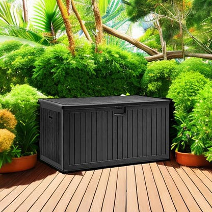 YITAHOME XXL 260 Gallon Large Deck Box,Outdoor Storage for Patio Furniture Cushions,Garden Tools with Flexible Divider,Waterproof,Lockable (Black)