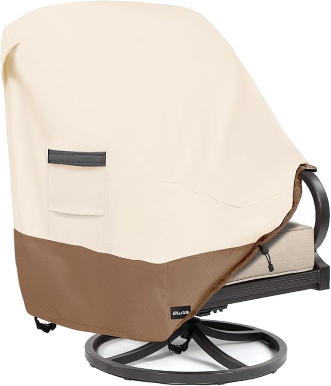 ANartcle Patio Chair Covers,600D Waterproof Heavy Duty Outdoor Lawn Patio Furniture Covers,Patio Swivel Chair Covers for Outdoor Furniture,(30W x 34D x 36H inches) Beige&Brown