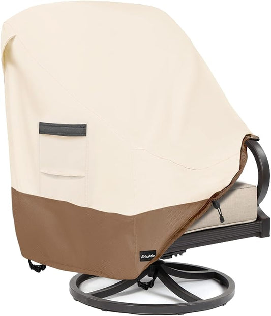 ANartcle Patio Chair Covers,600D Waterproof Heavy Duty Outdoor Lawn Furniture Covers,Patio Swivel Chair Covers for Outdoor Furniture,(35W x 37D x 36H inches) Beige&Brown
