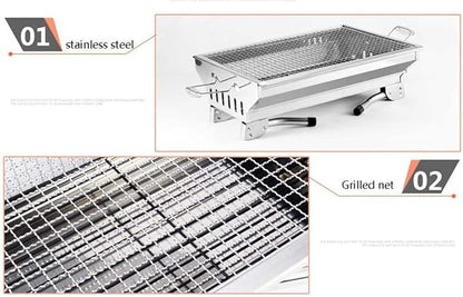 Barbecue Charcoal Grill Charcoal Barbecue BBQ Stove Portable Charcoal Grill Heavy Duty Stainless Steel Barbecue Folding Camping Grill Charcoal BBQ Grill