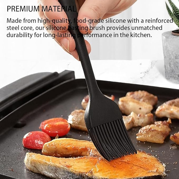 Silicone Basting Pastry Brushes Set, 2 Pcs Heat Resistant Kitchen Cooking Baking Brush for Oil Butter Sauce BBQ Grill, BPA Free, Dishwasher Safe, 8&10 inch