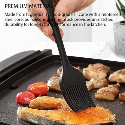 Silicone Basting Pastry Brushes Set, 2 Pcs Heat Resistant Kitchen Cooking Baking Brush for Oil Butter Sauce BBQ Grill, BPA Free, Dishwasher Safe, 8&10 inch